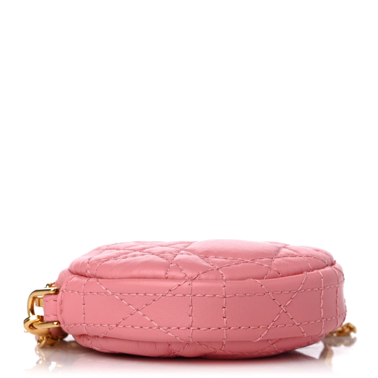 Christian Dior Lambskin Mini Cannage Round Caro Crossbody Pouch Peach Blossom Pink 4 of 10