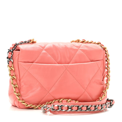 Chanel Goatskin Quilted Medium Chanel 19 Flap Pink 3 of 10