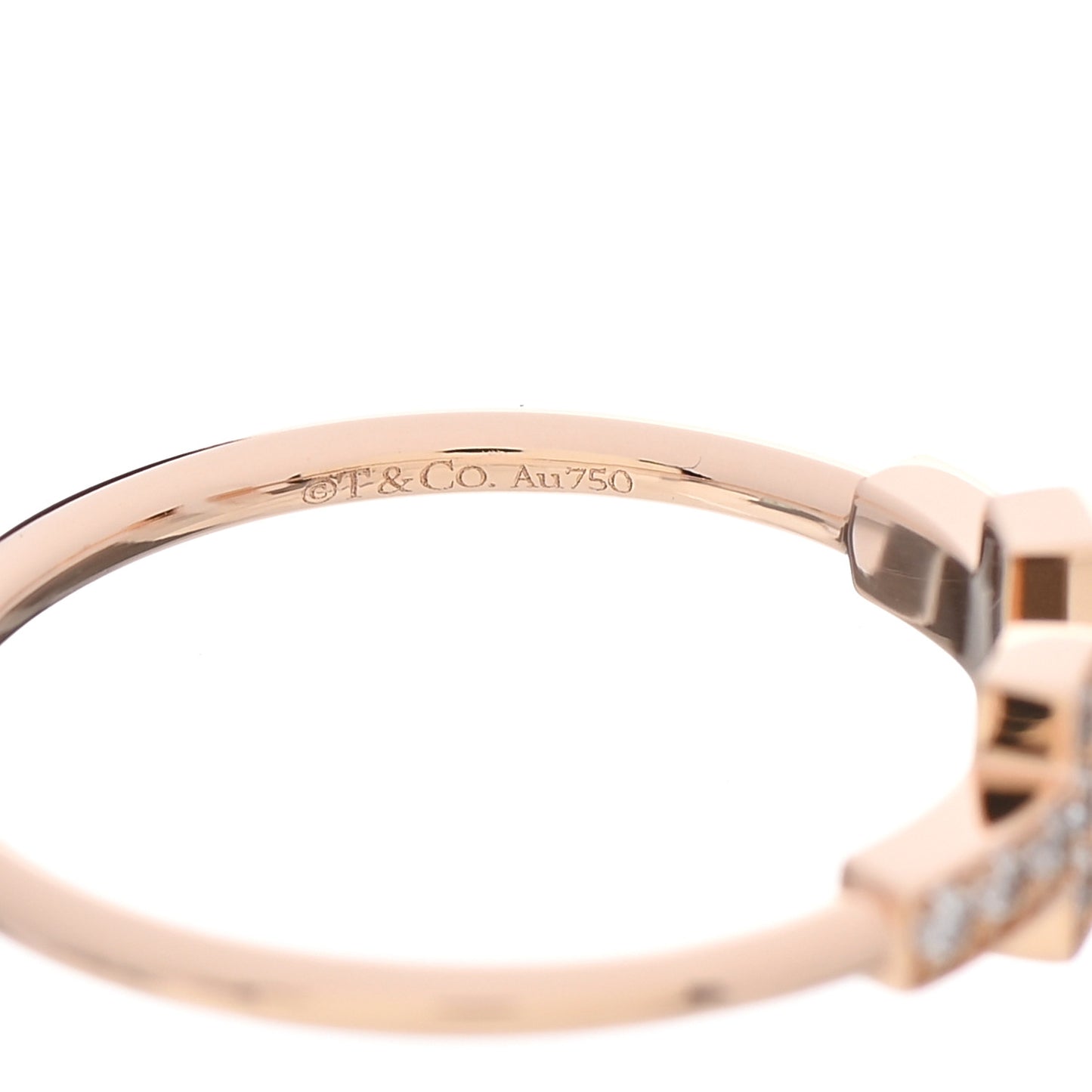 18K Rose Gold Diamond T Wire Ring 58 8.25
