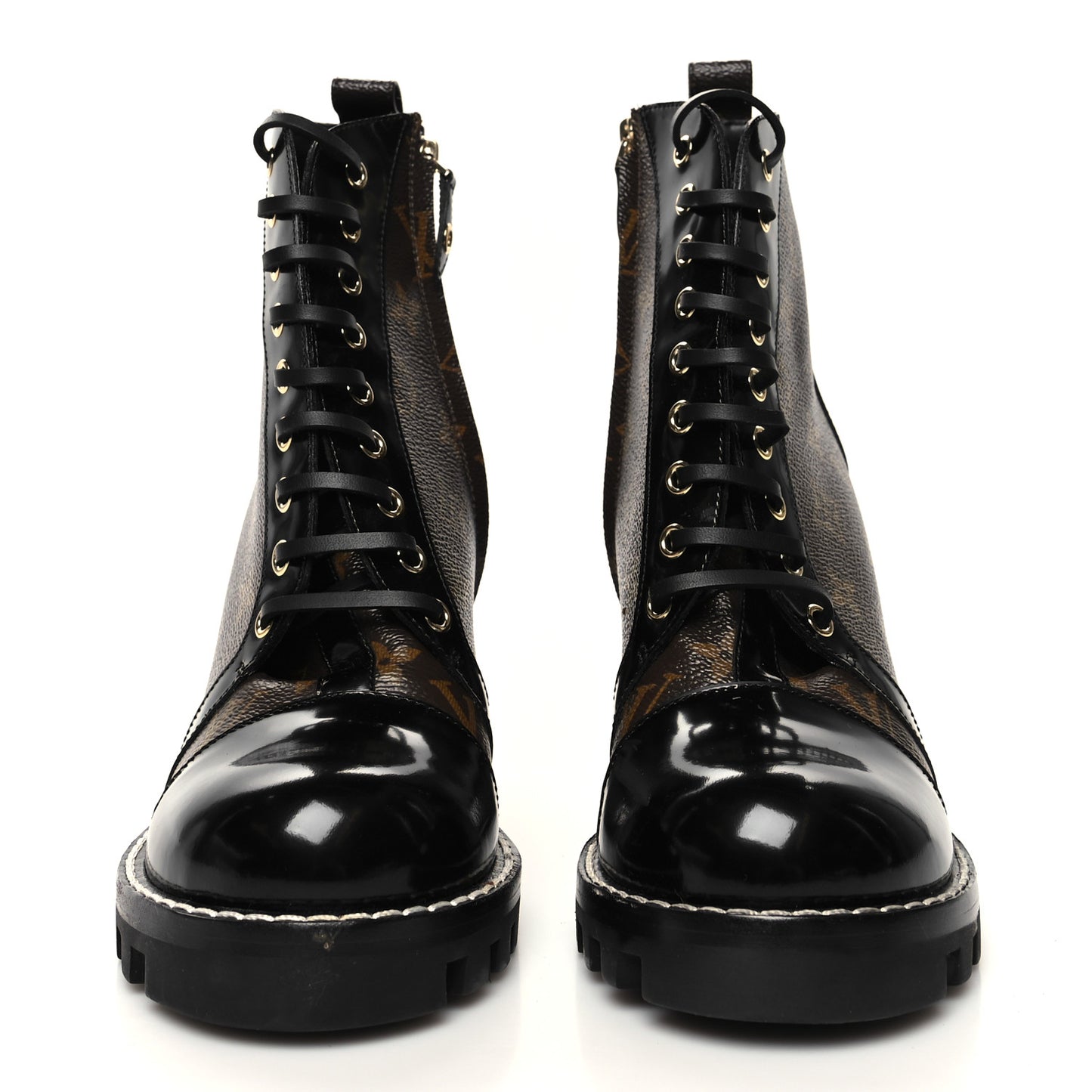 Patent Calfskin Monogram Star Trail Ankle Boots 41 Black