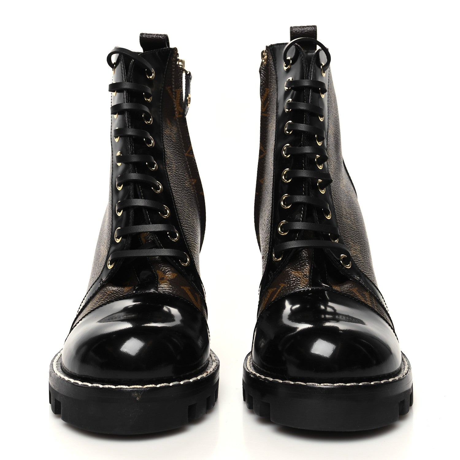 Louis Vuitton Patent Calfskin Monogram Star Trail Ankle Boots 41 Black 2 of 9
