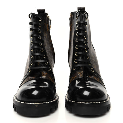 Louis Vuitton Patent Calfskin Monogram Star Trail Ankle Boots 41 Black 2 of 9