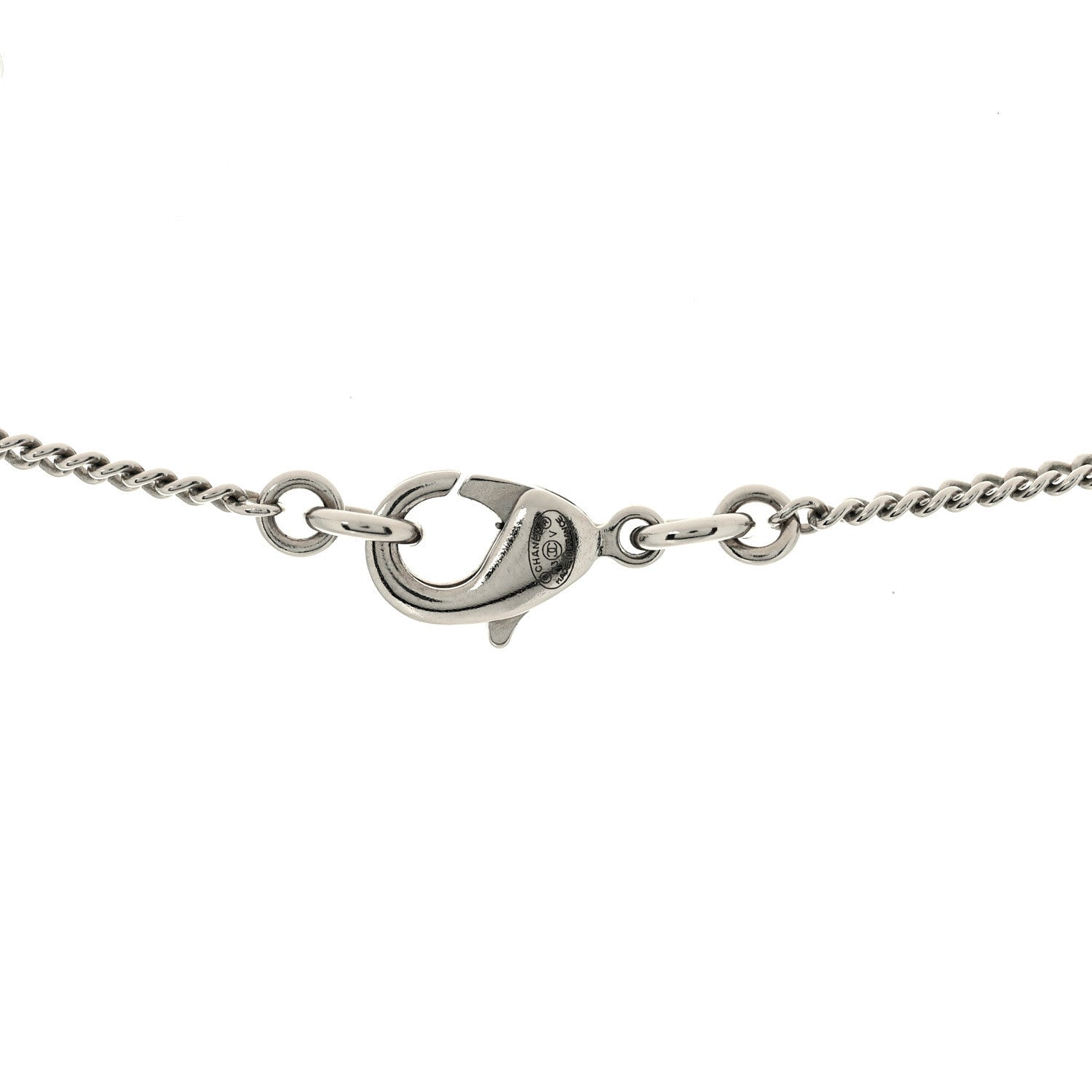Chanel Crystal Timeless CC Necklace Silver 4 of 5