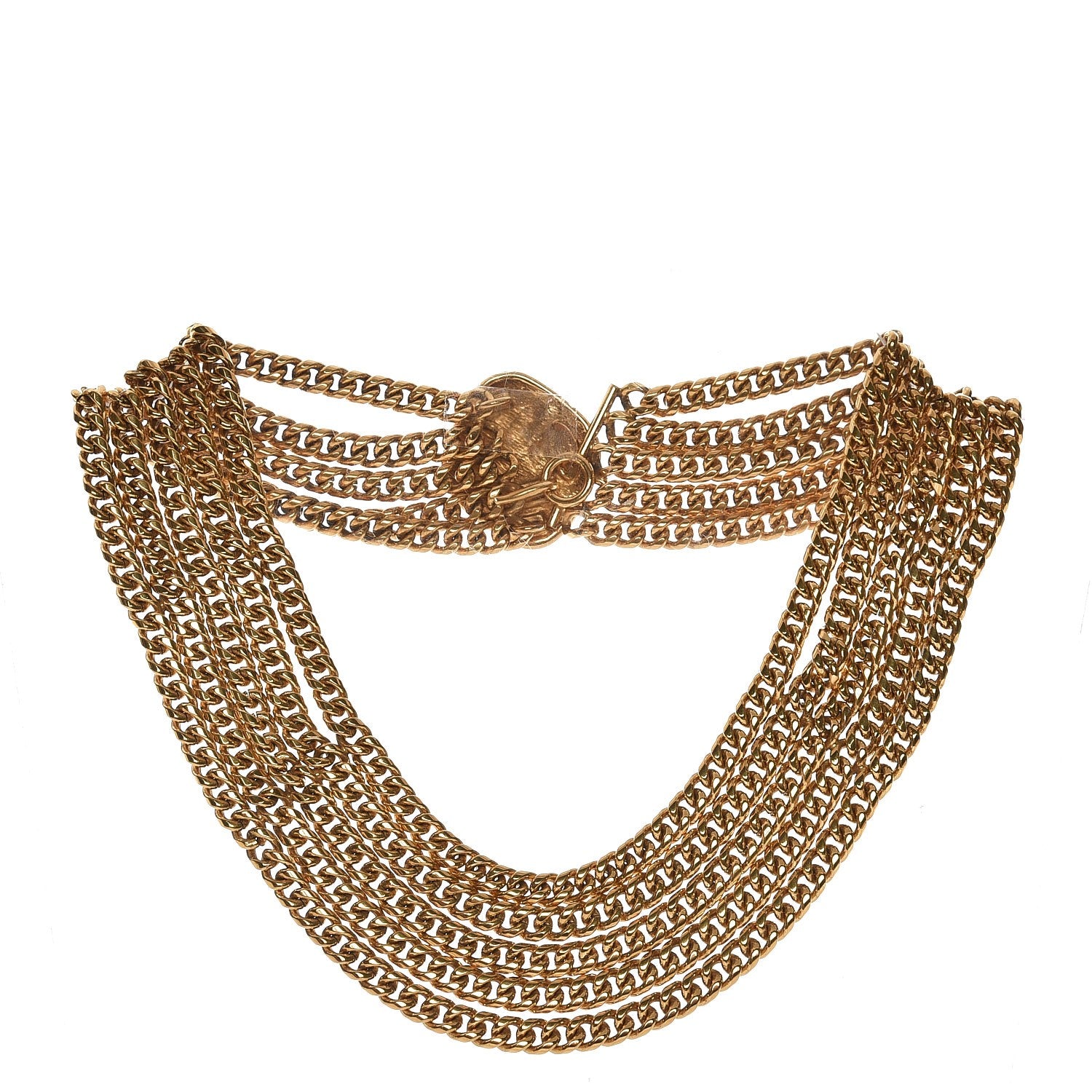 Chanel Multi Strand Chain Short Necklace Gold 1 of 5