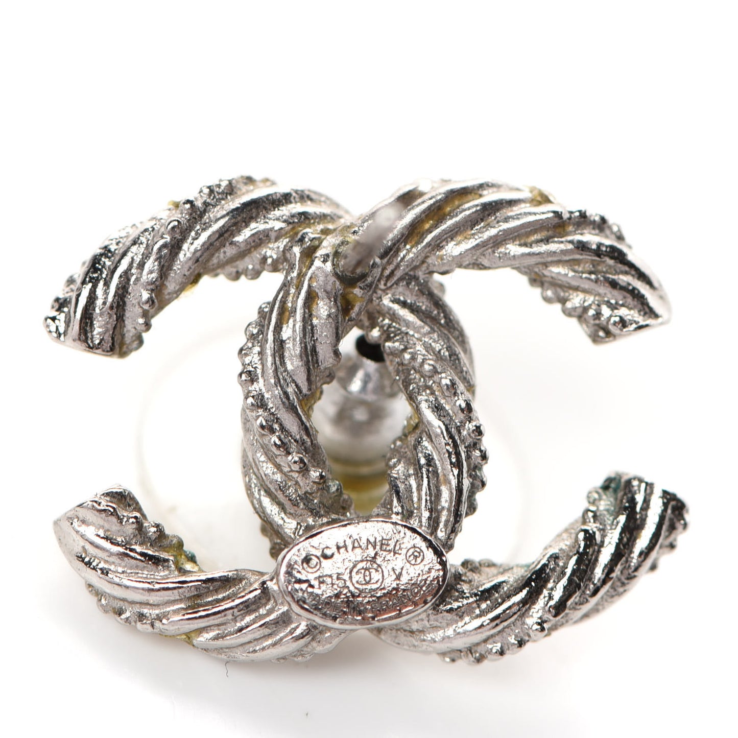 Crystal CC Twisted Earrings Silver