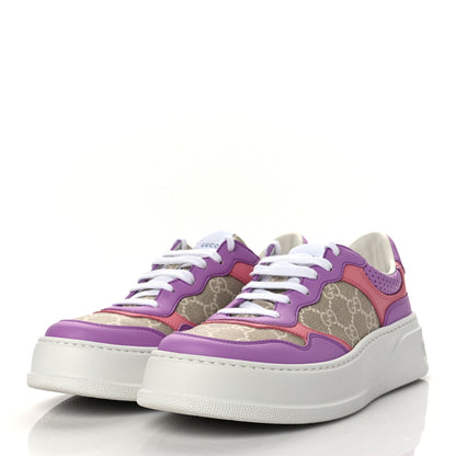 Gucci Calfskin GG Supreme Monogram Perforated Womens Platform 55mm Sneakers 39.5 Wild Cherry Beige Mystic White Bright Purple 3 of 8