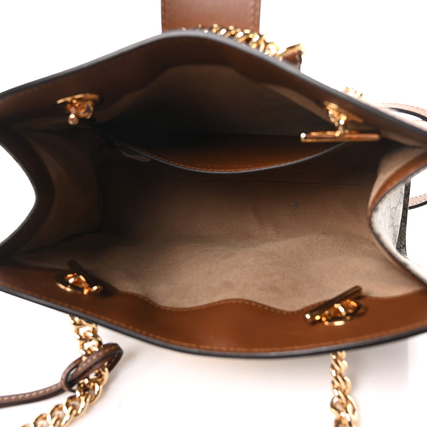 GG Supreme Monogram Calfskin Small Padlock Tote Beige Ebony Tuscany