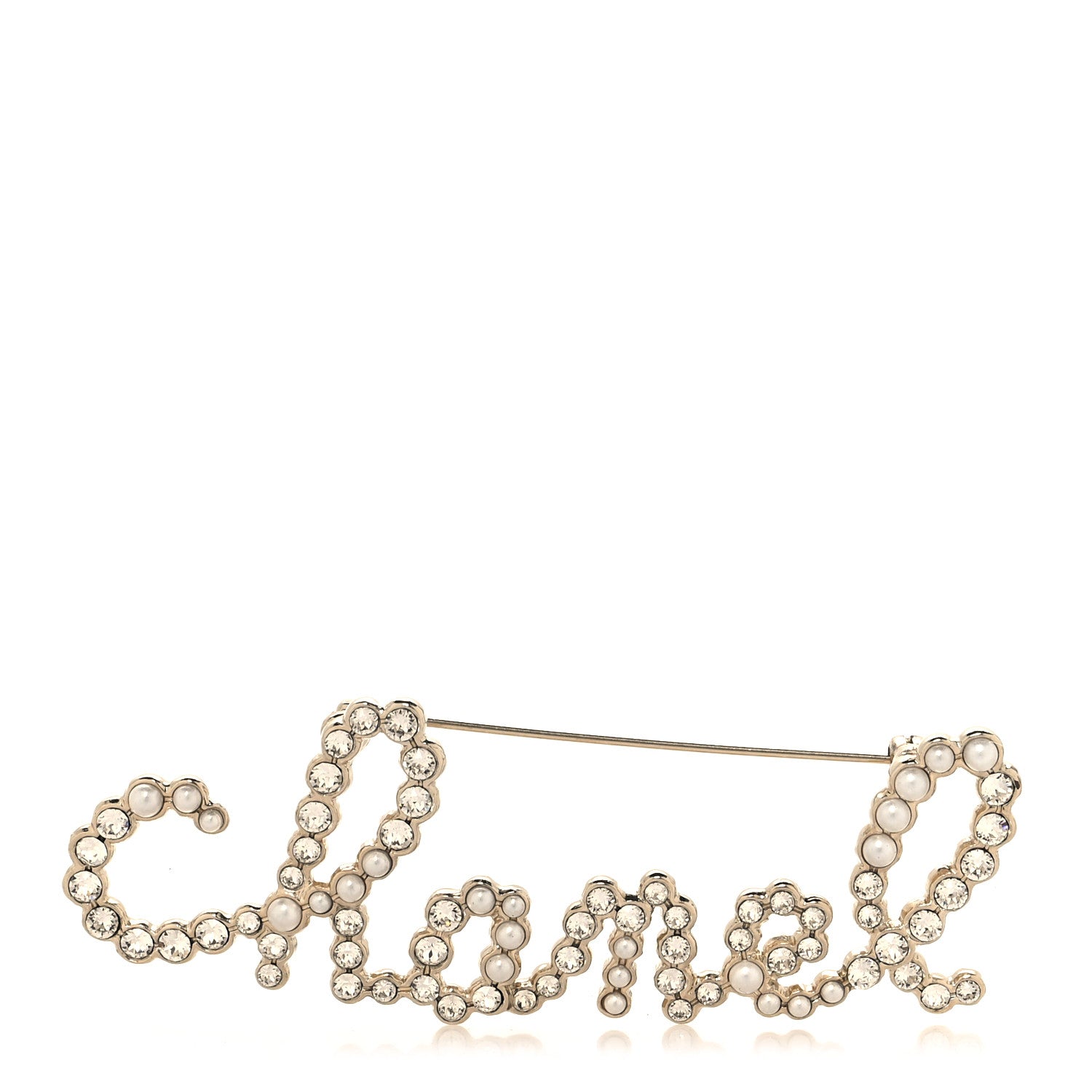 Chanel Metal Glass Swirling Pearls Brooch Pin Gold Gold 1 of 4