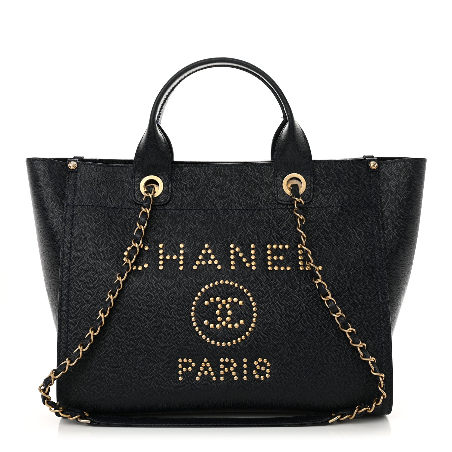 Chanel Caviar Small Studded Deauville Tote Navy 1 of 15