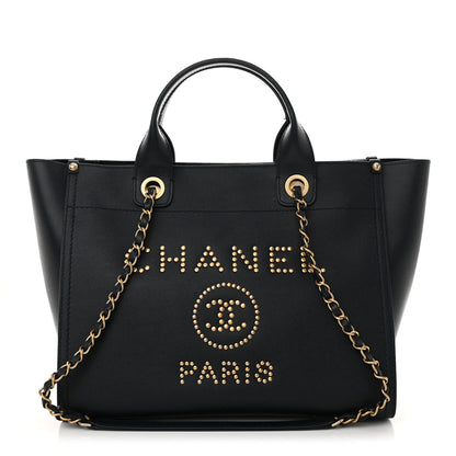 Chanel Caviar Small Studded Deauville Tote Navy 1 of 15