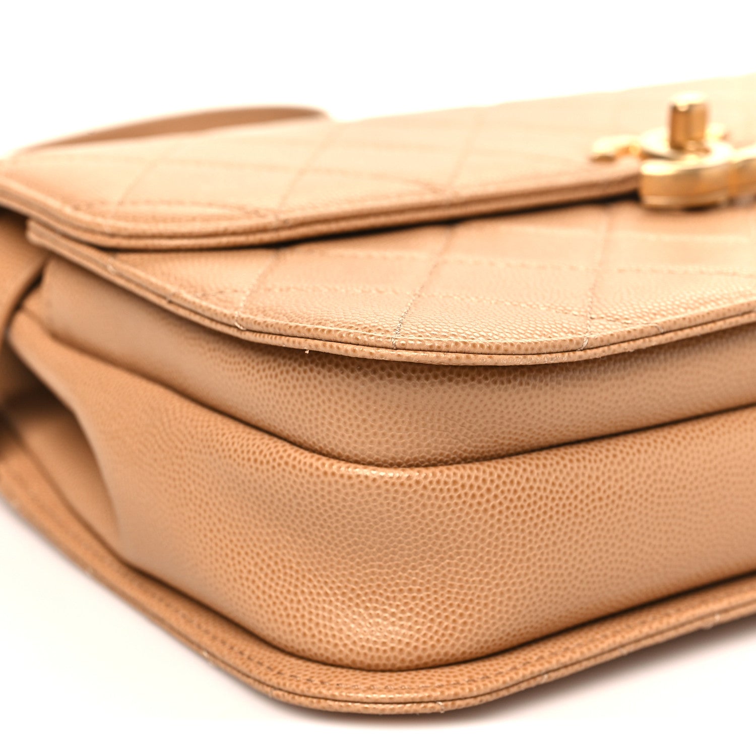 Chanel Caviar Quilted Small Top Handle Flap Beige 9 of 10
