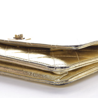 Chanel Metallic Aged Calfskin Reissue Wallet On Chain WOC Gold 15 of 18