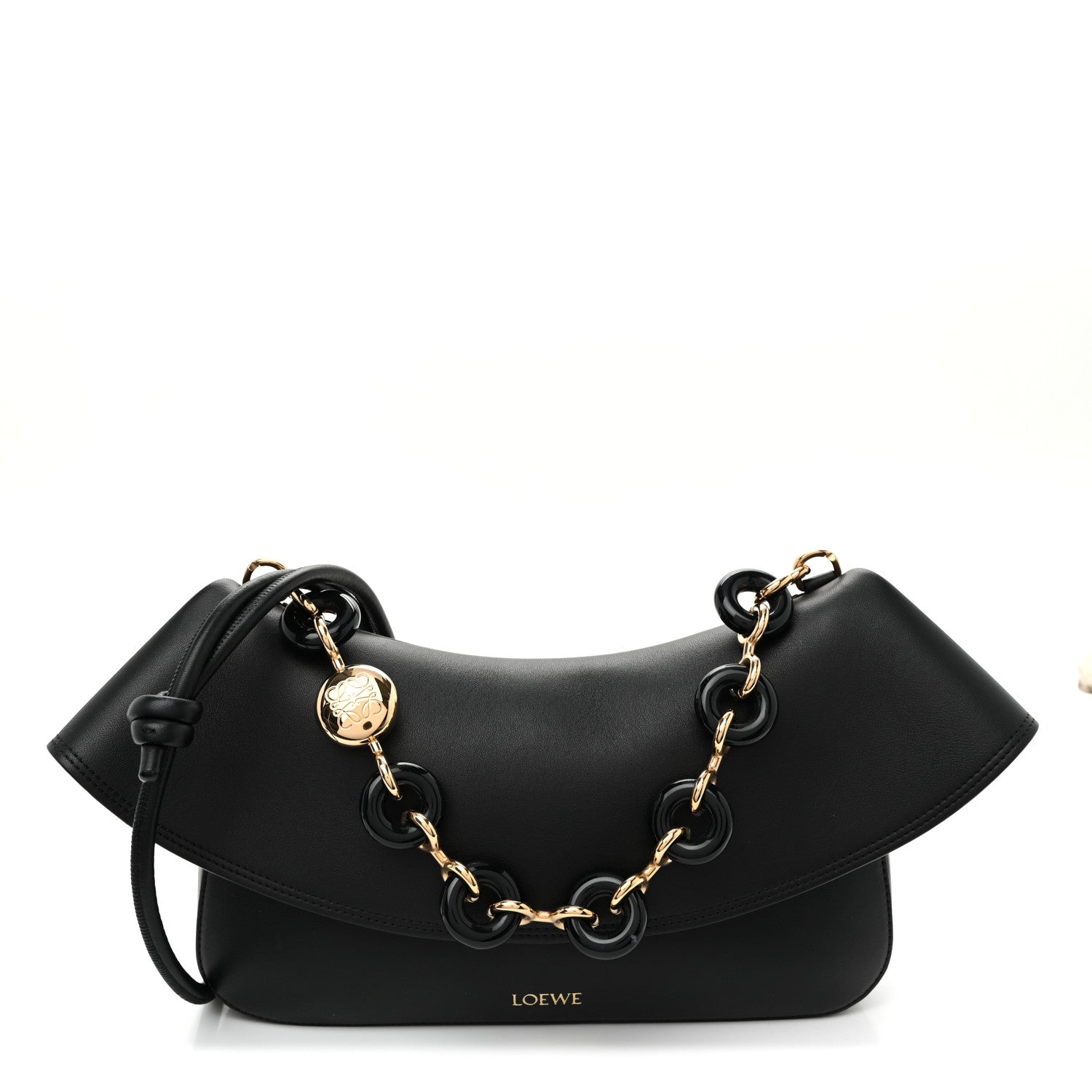Loewe Smooth Calfskin Donut Chain Medium Ola Shoulder Bag Black 1 of 9