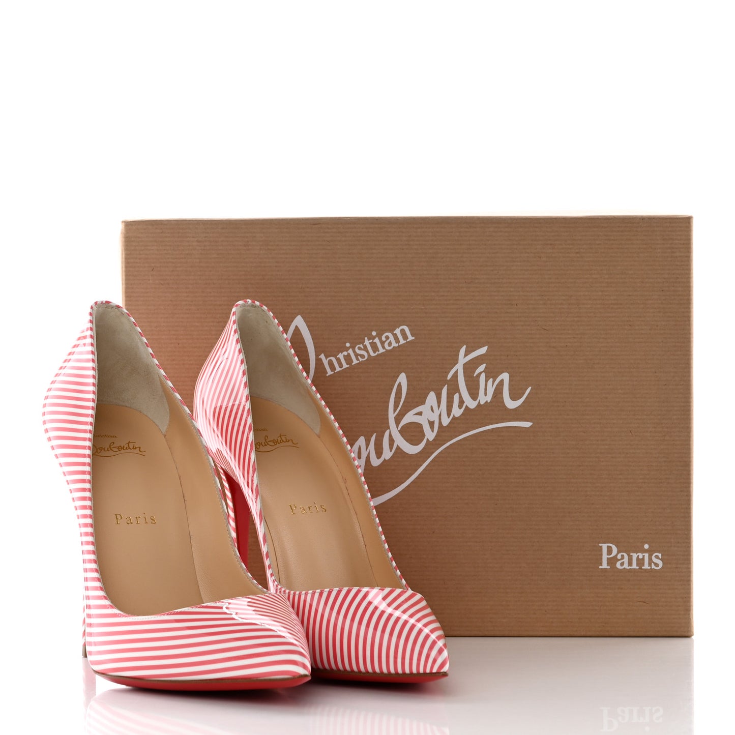 Patent Pigalle Follies Stripes 100 Pumps 39 Smoothie White