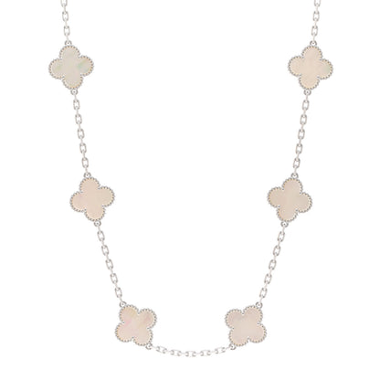 Van Cleef & Arpels 18K White Gold Mother of Pearl 10 Motifs Vintage Alhambra Necklace 1 of 6