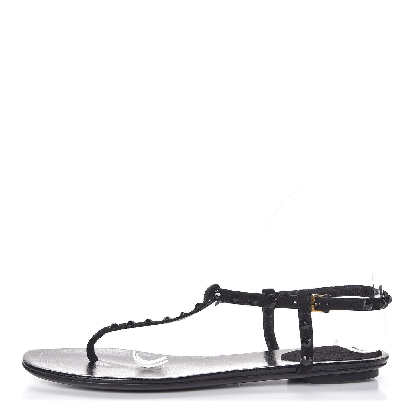 Kid Scamosciato Crystal Thong Sandals 39 Black