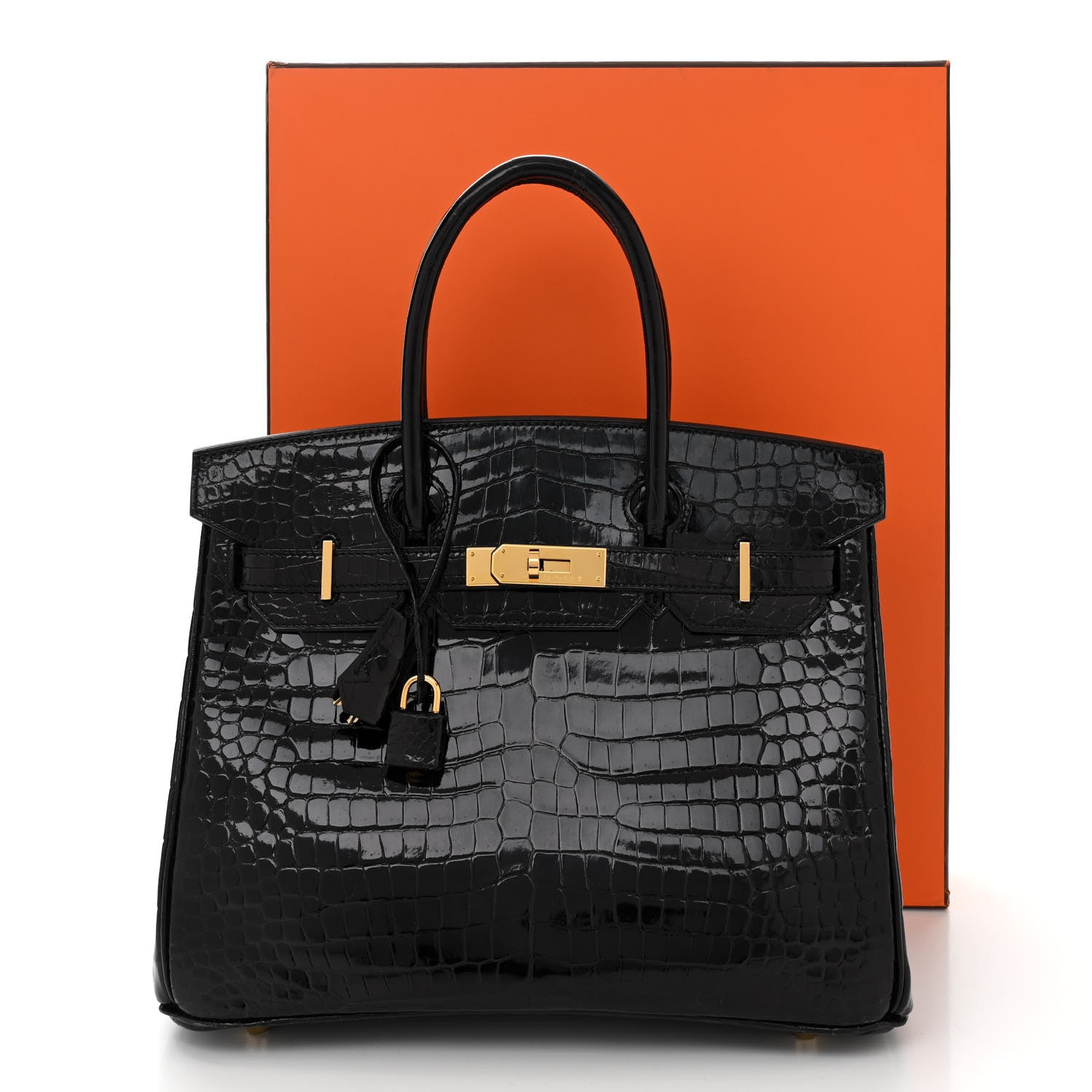 Hermes Shiny Porosus Crocodile Birkin 30 Black 11 of 11