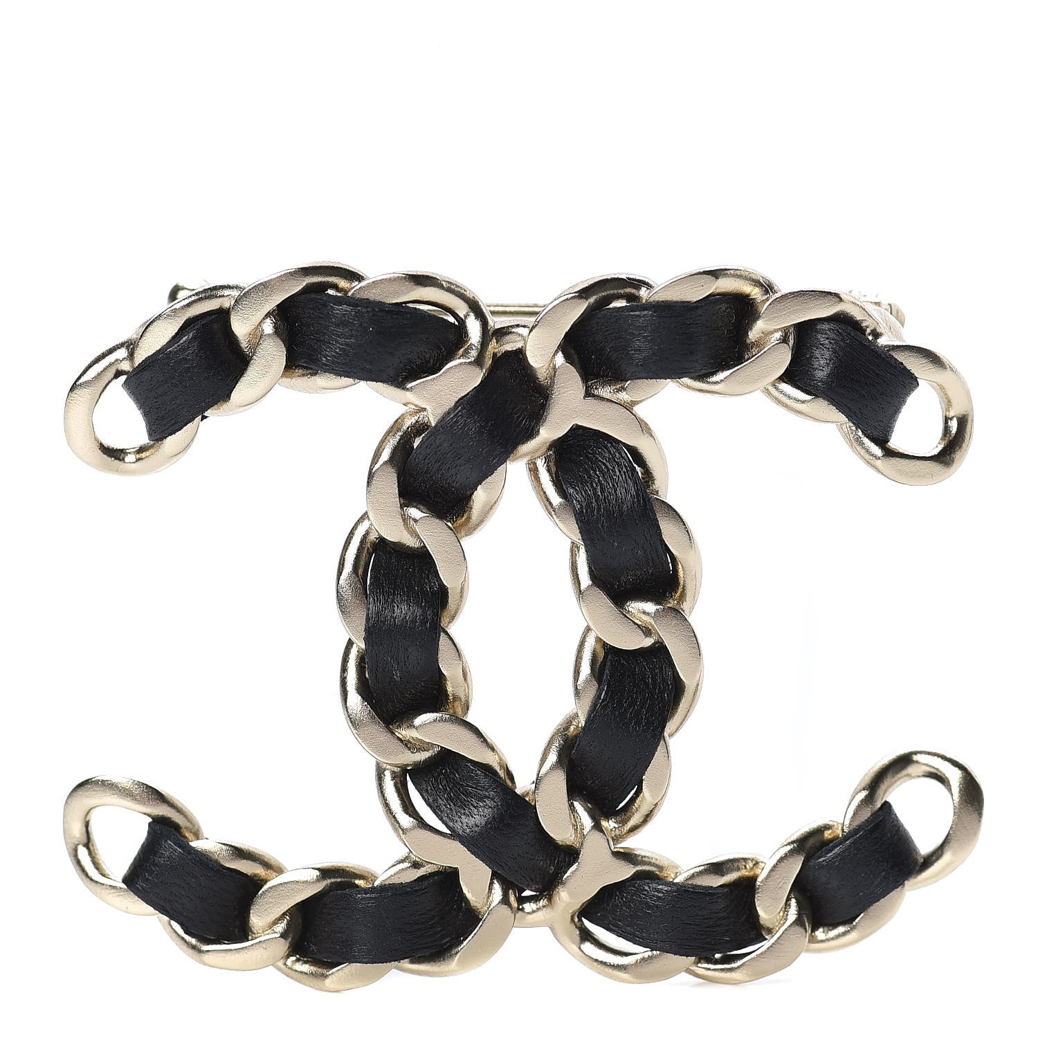 Chanel Lambskin Chain CC Brooch Black Gold 1 of 5