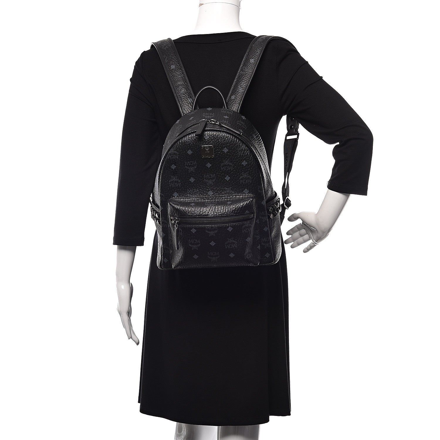 MCM Visetos Small Side Stud Stark Backpack Black 2 of 11