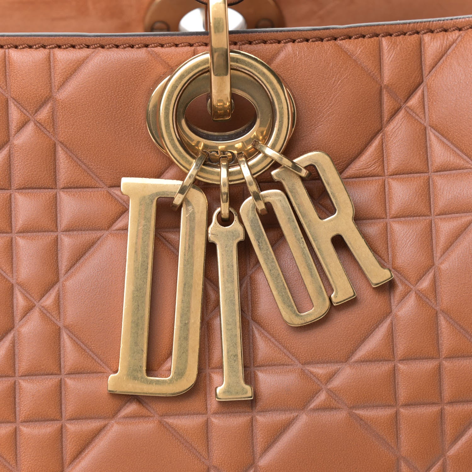 Christian Dior Lambskin Cannage Large Lady Dior Dark Beige 5 of 7