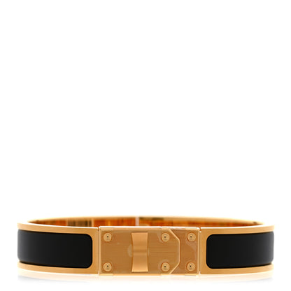 Hermes Enamel Clic Kelly Men Bracelet T5 Matte Black 1 of 5