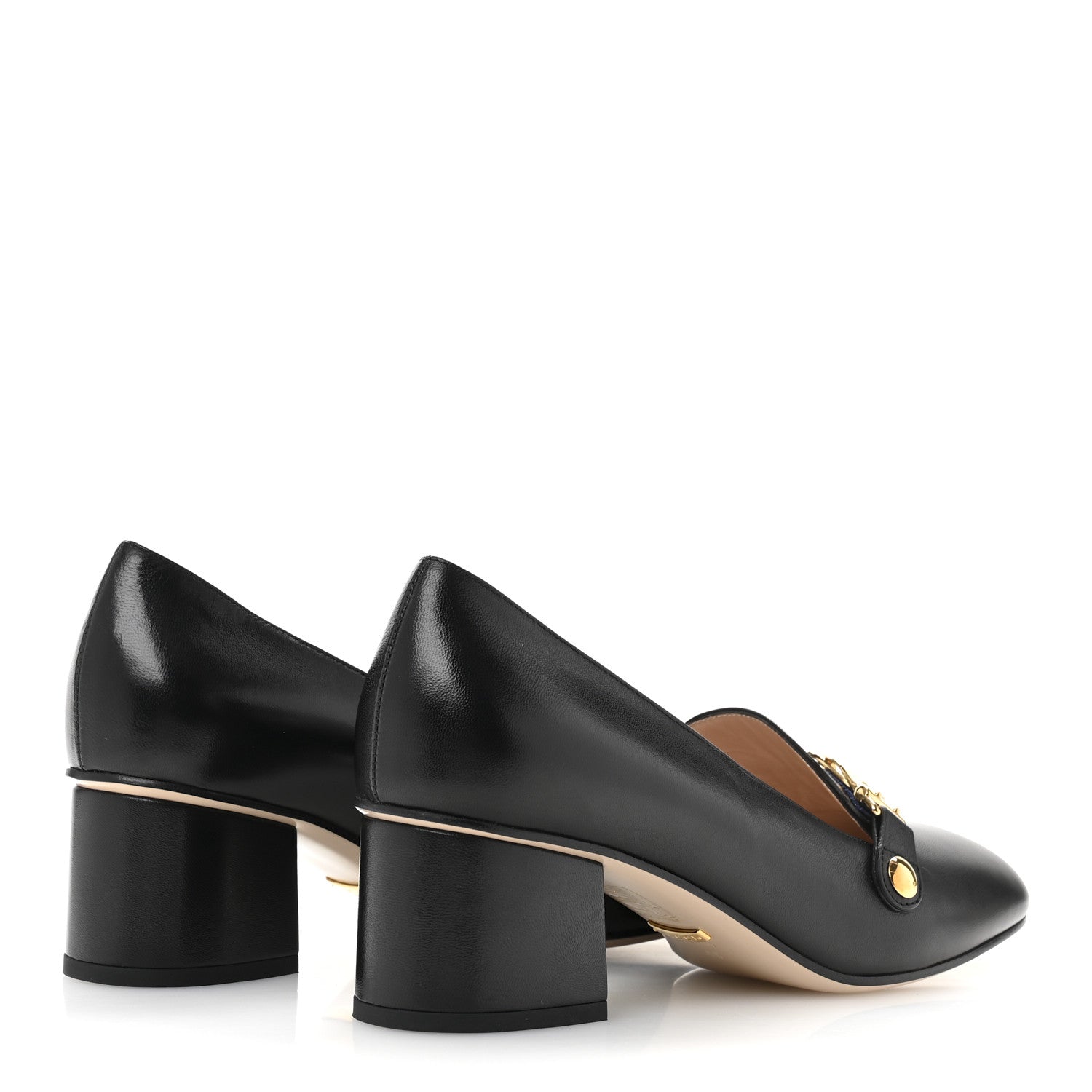 Gucci Malaga Kid Sylvie Web Chain Mid Heel Loafers 38 Black 5 of 11