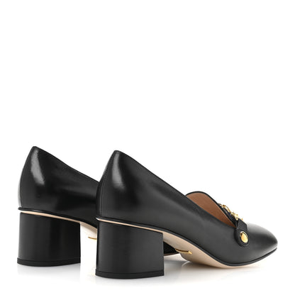 Gucci Malaga Kid Sylvie Web Chain Mid Heel Loafers 38 Black 5 of 11