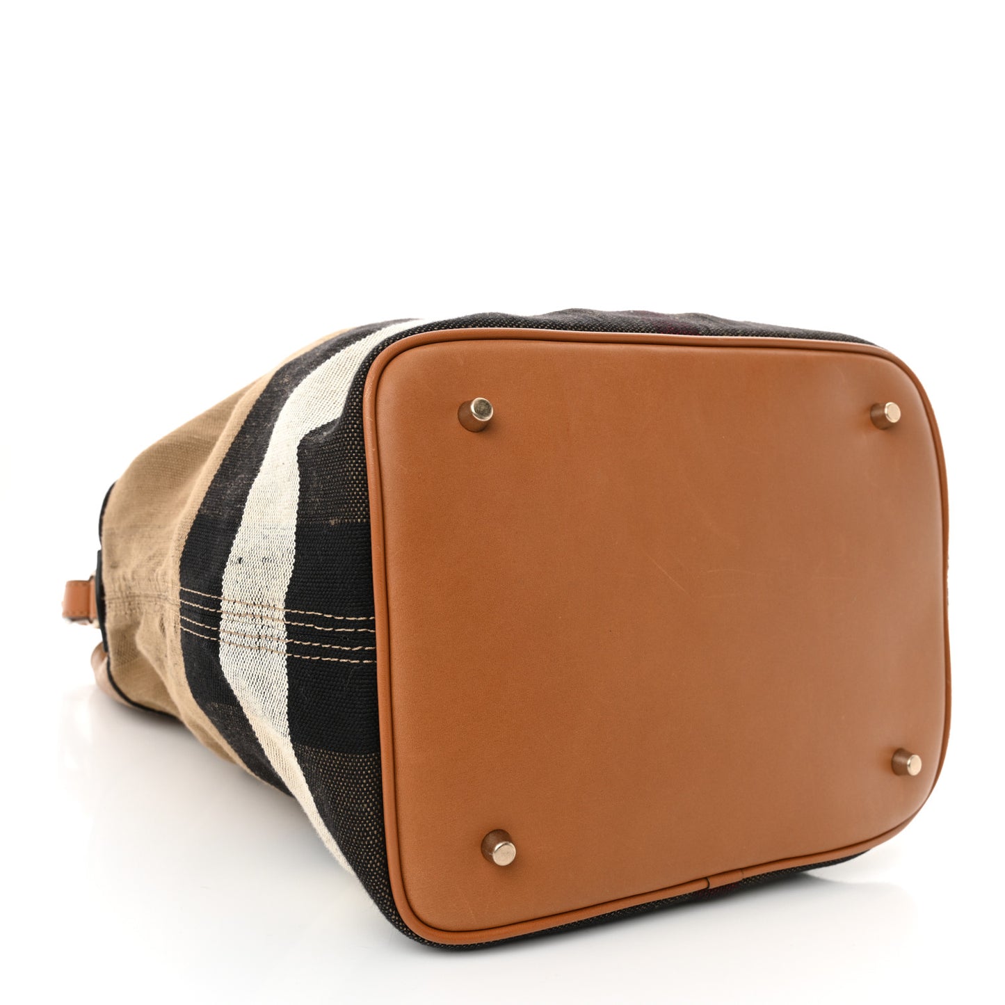 Grainy Calfskin Canvas Mega Check Medium Ashby Tassel Hobo Saddle Brown