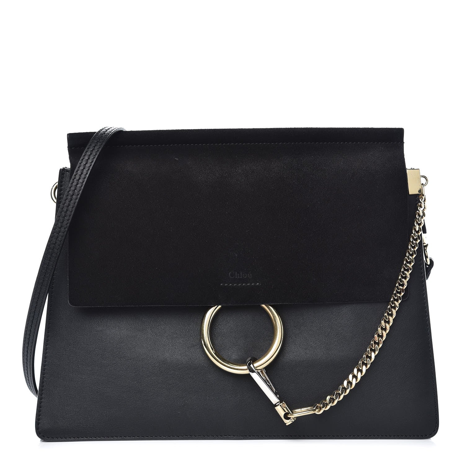 Chloe Suede Calfskin Medium Faye Shoulder Bag Black 1 of 9