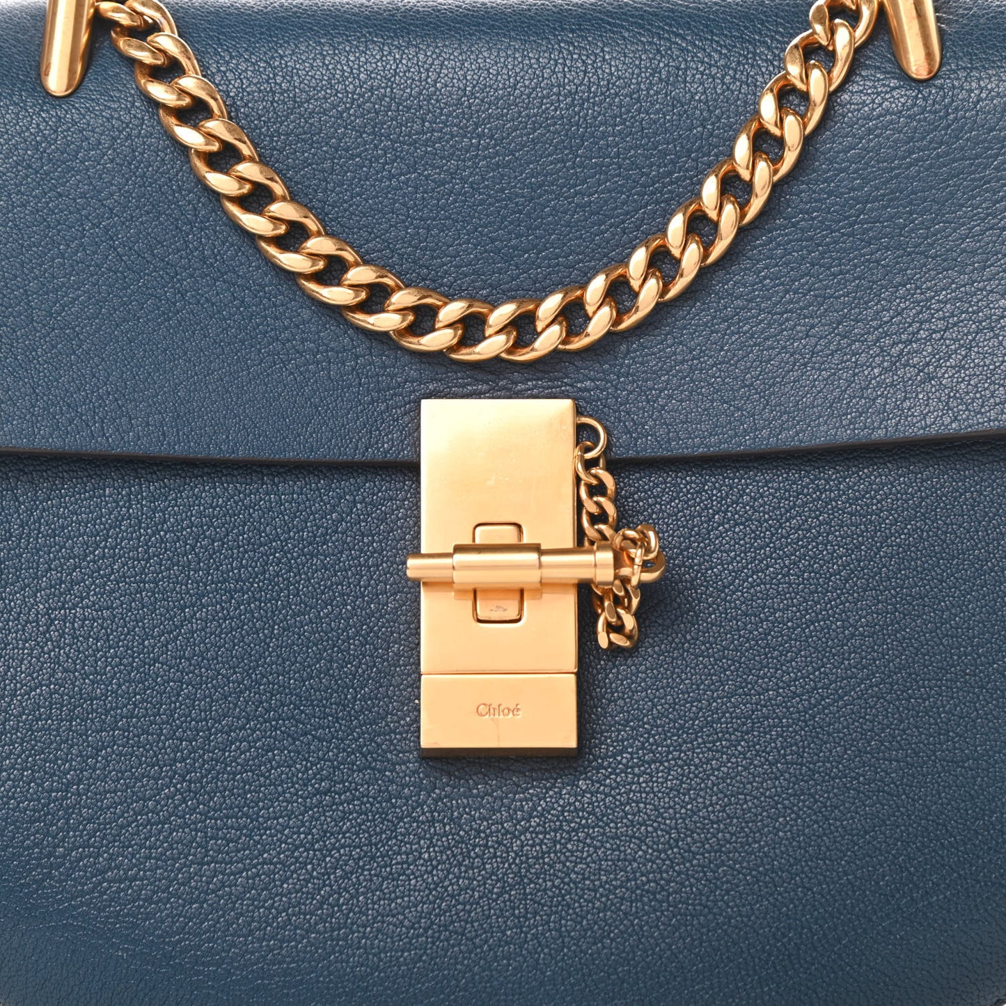 Goatskin Drew Shoulder Bag Denim Blue