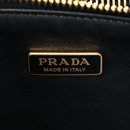 Prada Jacquard Calfskin Triangolo Symbole Embroidered Mini Triangle Double Bag Black Corda 7 of 10
