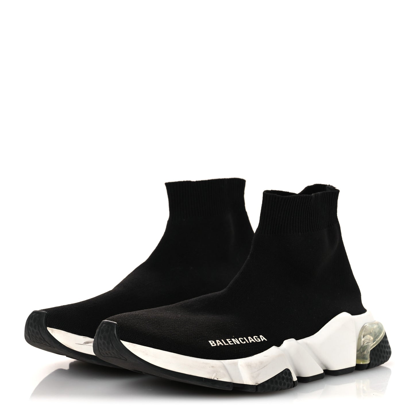 Neoprene Knit Womens Speed Clear Sole Sneakers 37 Black White