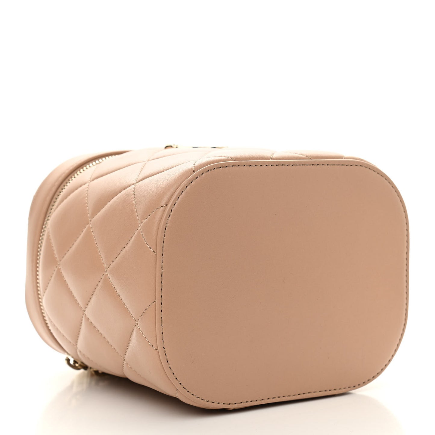 Lambskin Quilted Trendy Vanity Case Beige