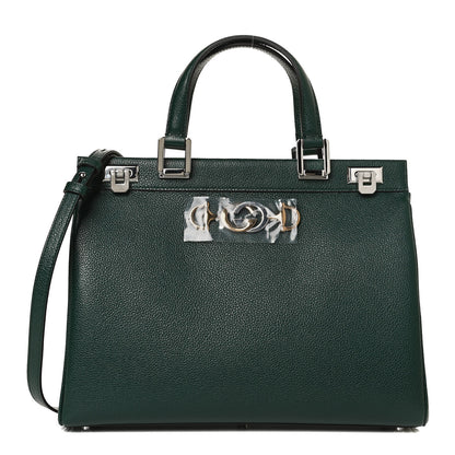 Gucci Grainy Calfskin Medium Zumi Top Handle Bag Vintage Green 1 of 12
