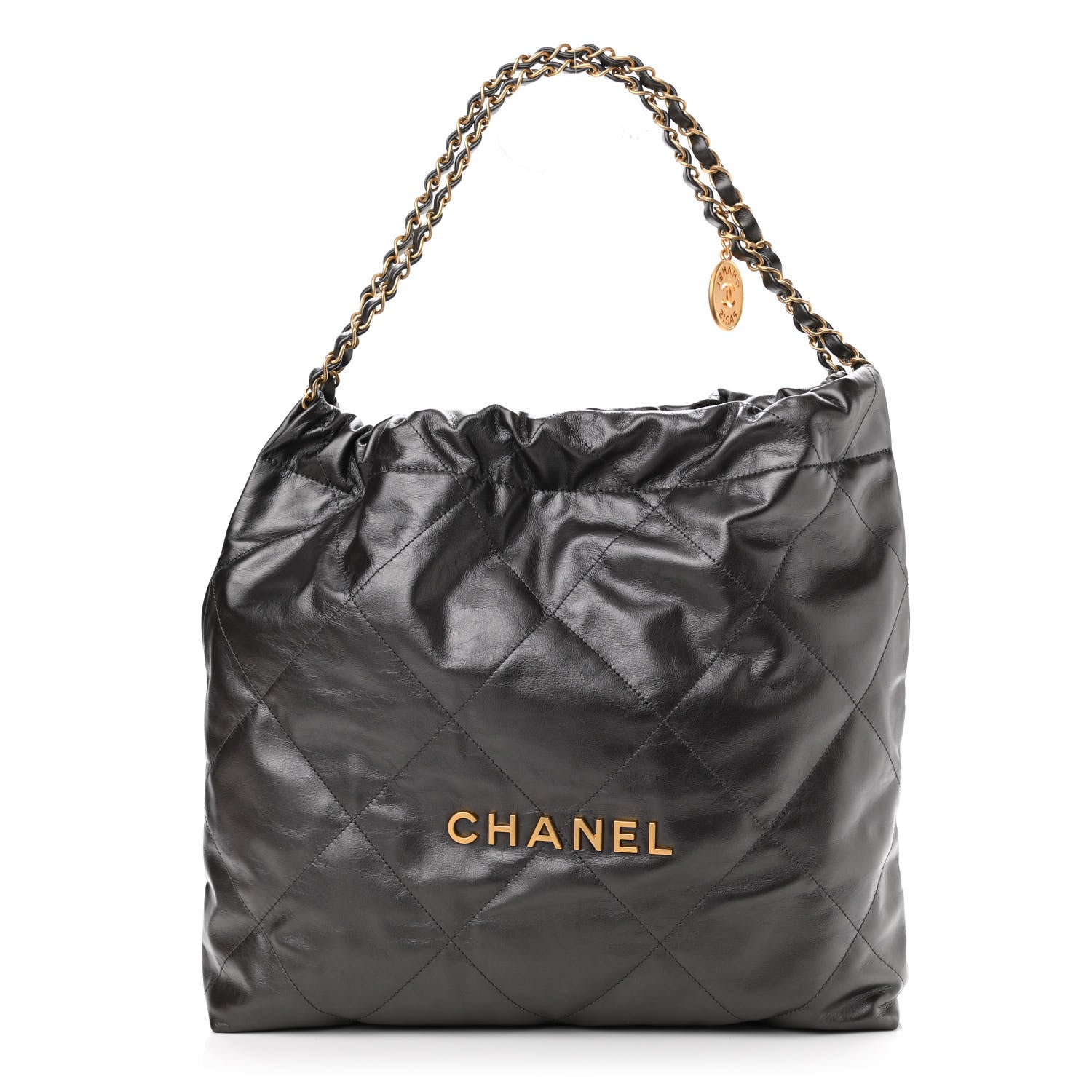 Chanel Metallic Calfskin Quilted Small Chanel 22 Ruthenium 3 of 12