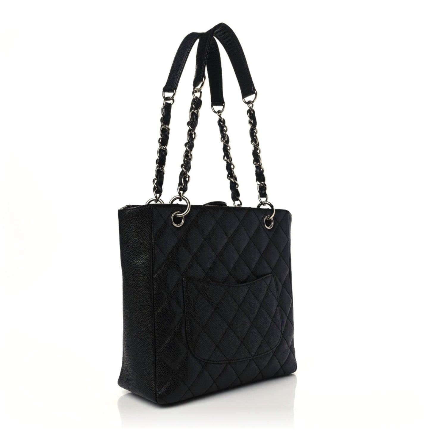 Caviar Quilted Petit Shopping Tote PST Black