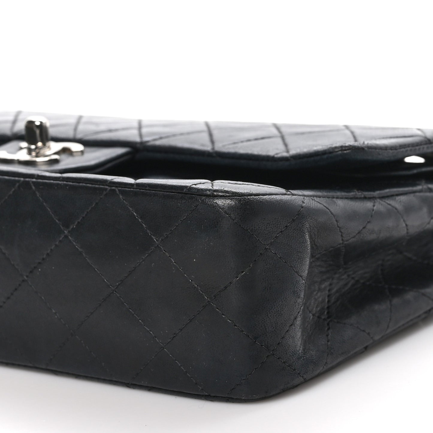 Lambskin Quilted Medium Double Flap Black