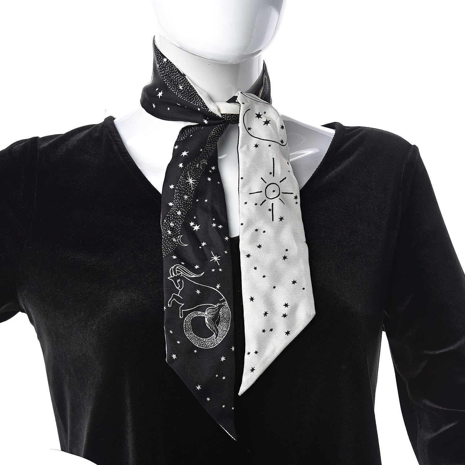Christian Dior Silk Zodiac Capricorn Mitzah Scarf Black 2 of 4