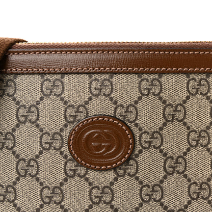 Gucci GG Supreme Monogram Azalea Calfskin Retro Interlocking G Wristlet Messenger Bag Beige Ebony Brown Sugar Beige Ebony Brown Sugar 7 of 9