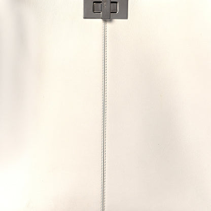 Fendi Vitello Seta Glazed Fabric FF 1974 Medium Peekaboo X-Lite White Ice Mogano Panna 6 of 18