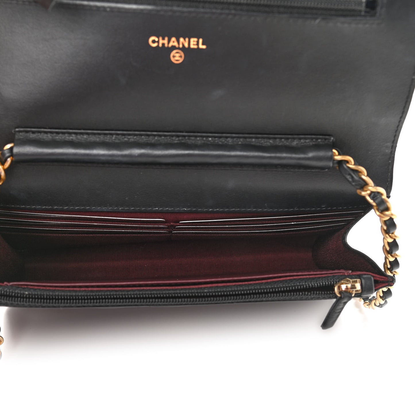 Aged Calfskin Quilted Lucky Charms 2.55 Reissue Wallet On Chain WOC Black