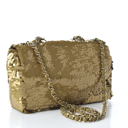 Chanel Sequin Quilted Medium Single Flap Gold 3 of 11