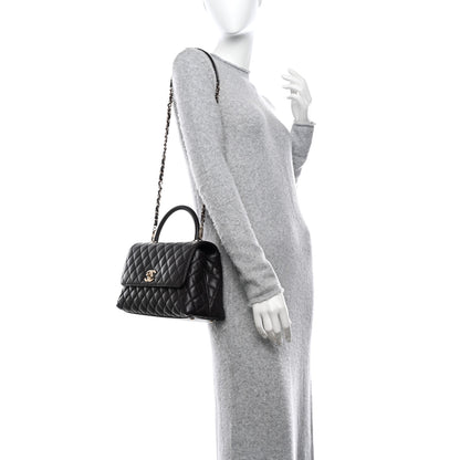 Chanel Caviar Quilted Small Coco Handle Flap Dark Brown 2 of 14