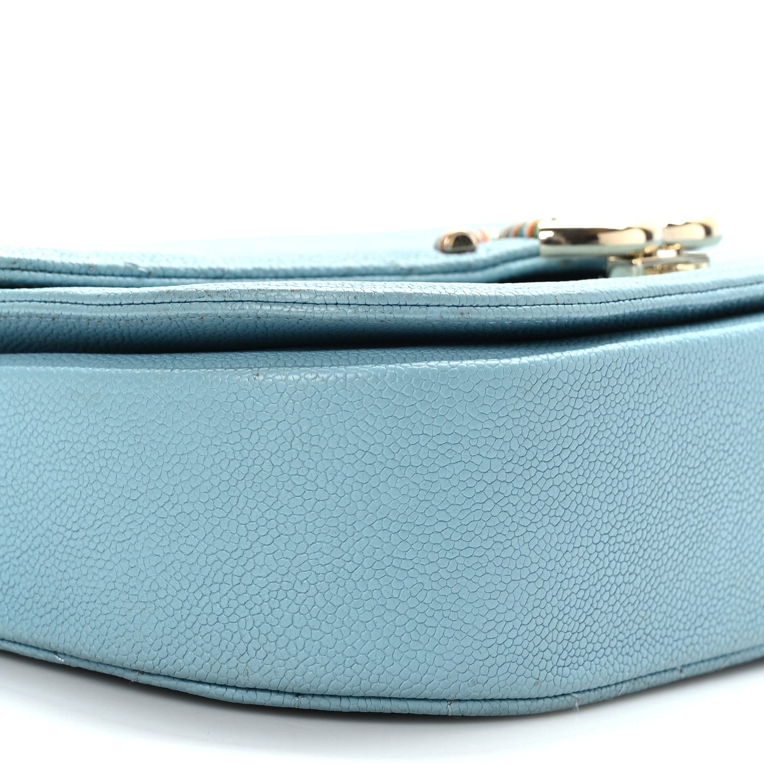 Chanel Grained Calfskin Quilted Medium Cuba Top Handle Flap Blue 8 of 16