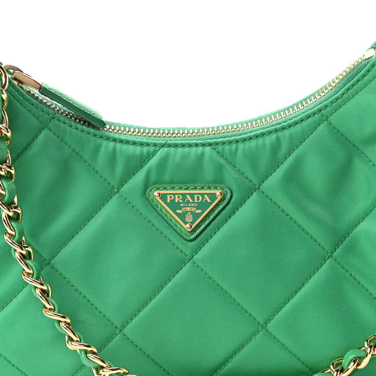 Re-Nylon Saffiano Stitched Mini Re-Edition 1995 Chaine Shoulder Bag Menta