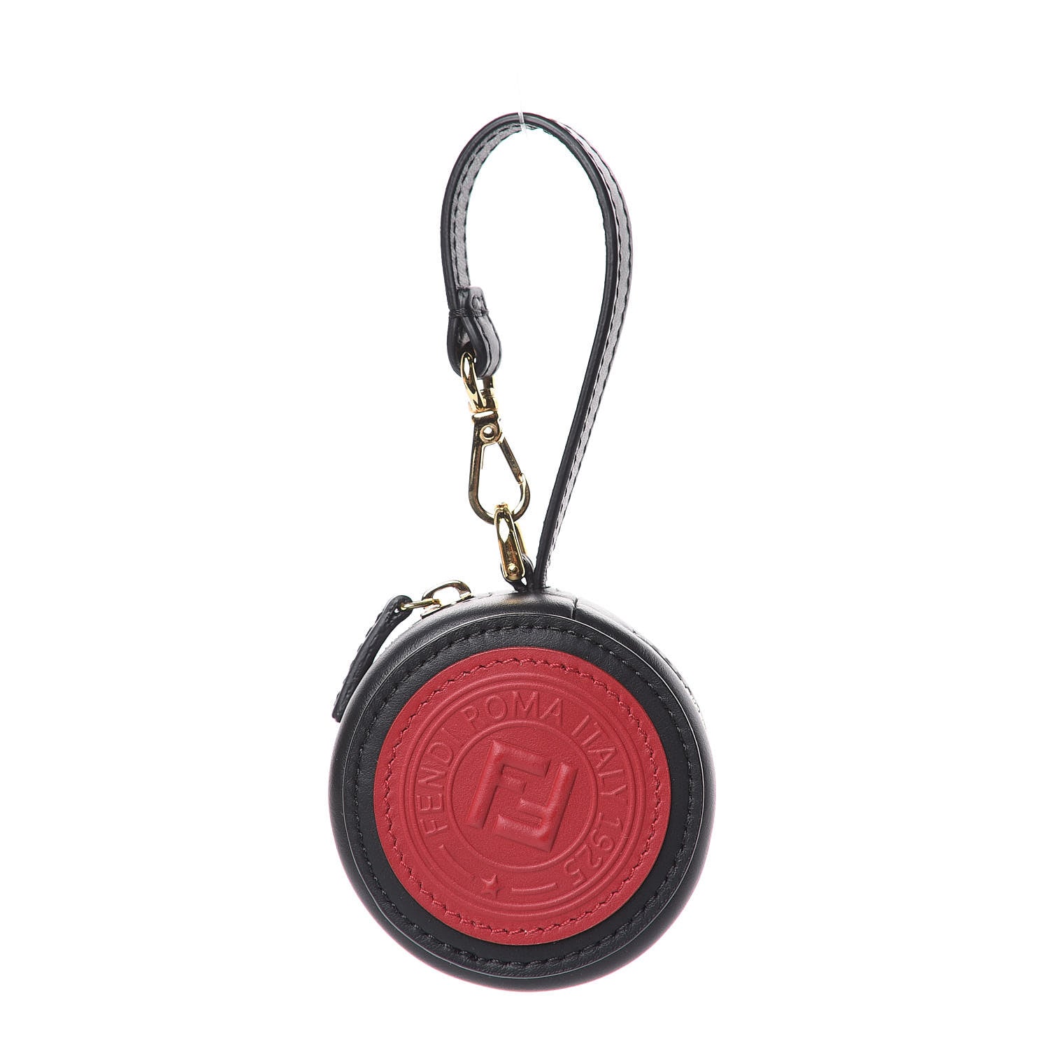 Fendi Vitello Century Nylon Bi-Color Stamp Patch Help Bag Charm Black Fragola 1 of 8