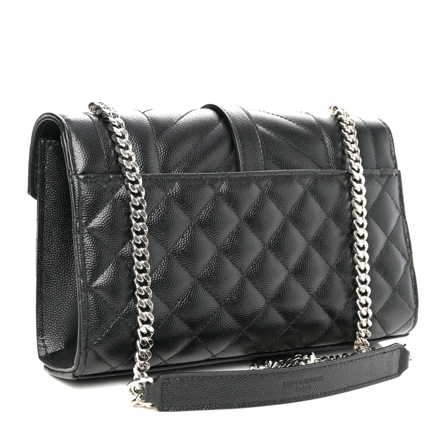 Grain De Poudre Textured Mixed Matelasse Triquilt Small Monogram Satchel Black