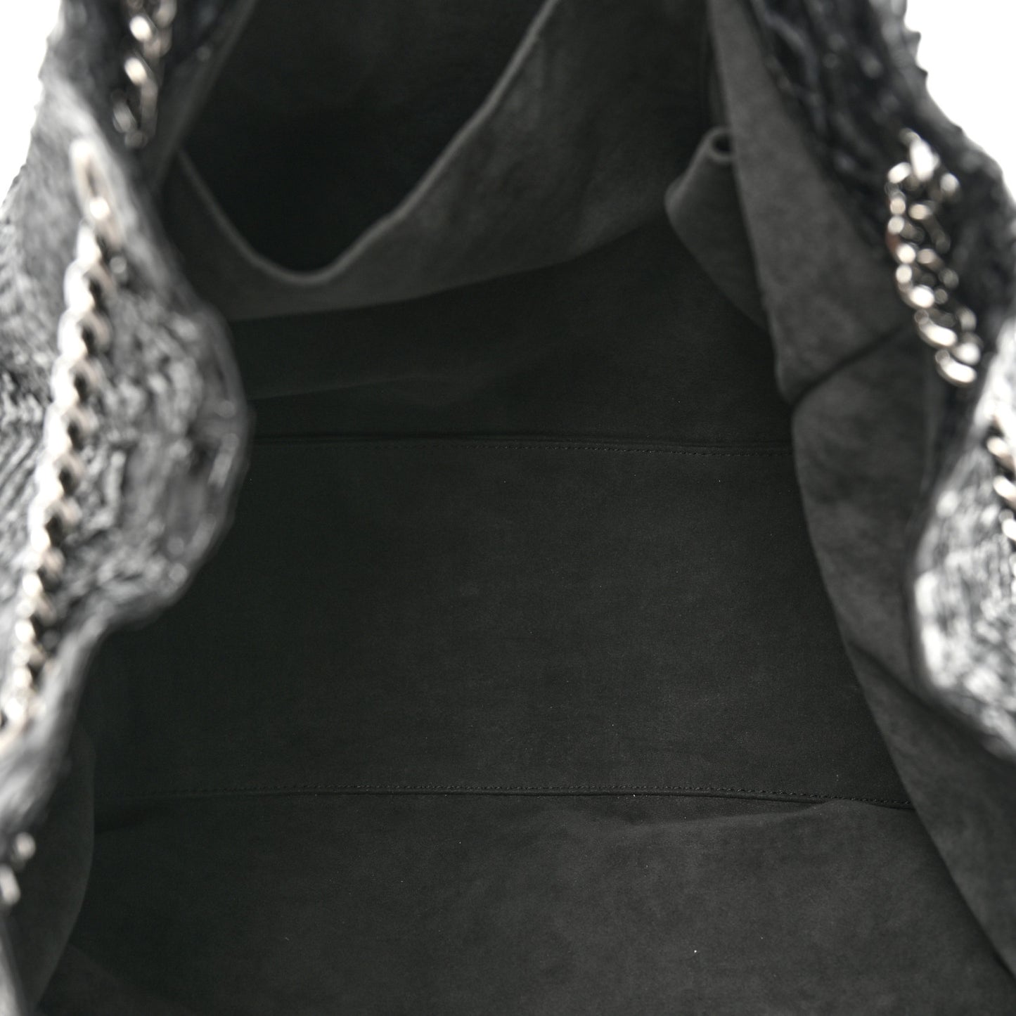 Snakeskin Accordion Tote Black