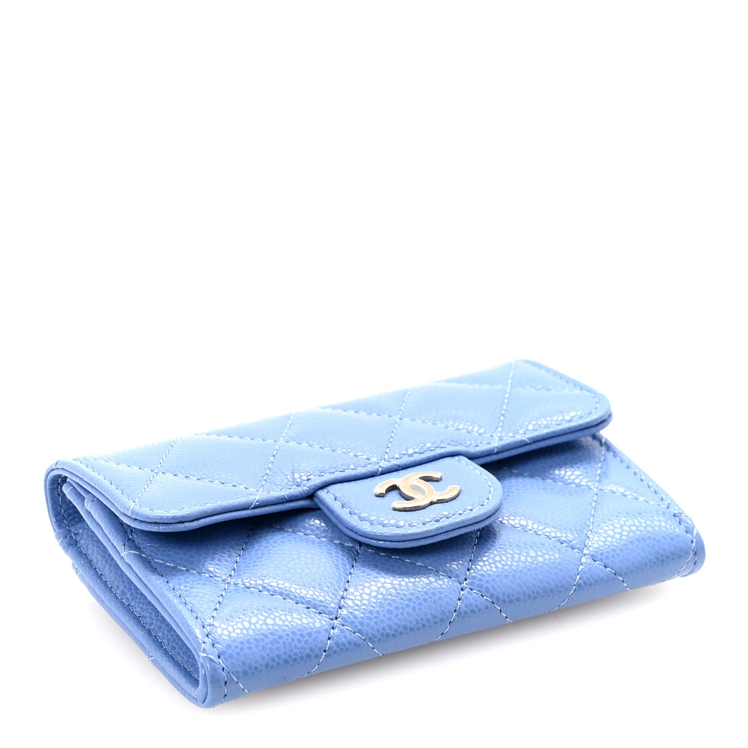 Chanel Caviar Quilted Flap Card Holder Wallet Blue 4 of 9