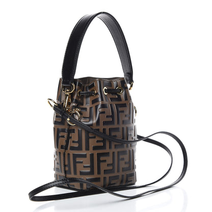 Fendi Vitello Liberty F is Fendi Bi-Color FF 1974 Embossed Mini Mon Tresor Bucket Bag Maya Black 4 of 10